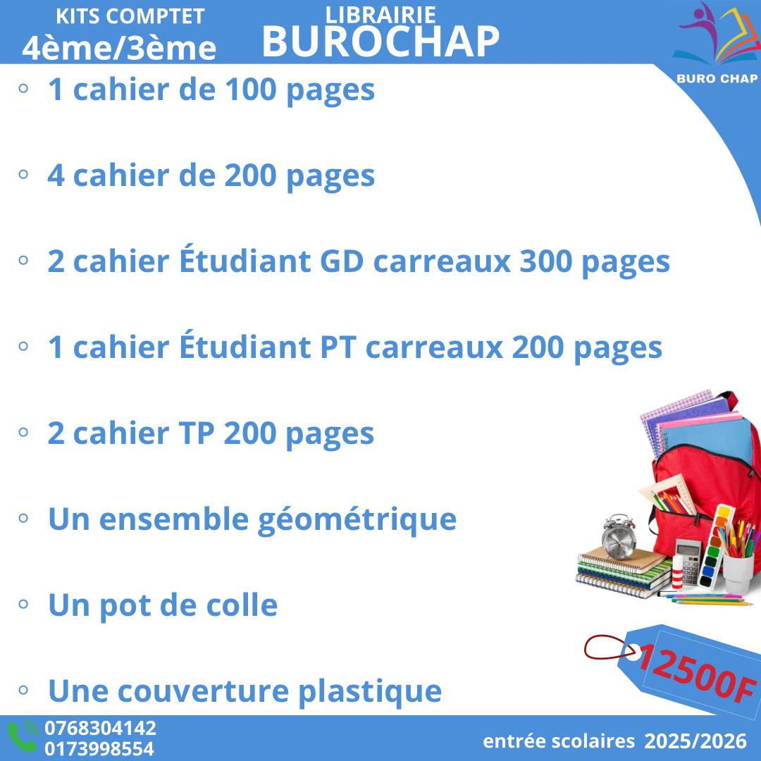 Kits Scolaires 4ème/3ème