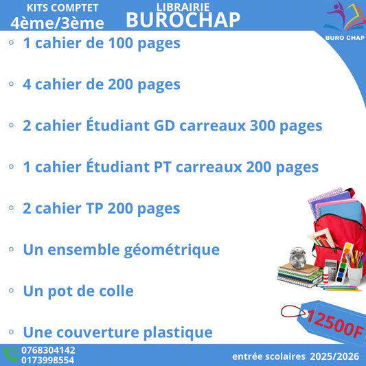 Kits Scolaires 4ème/3ème