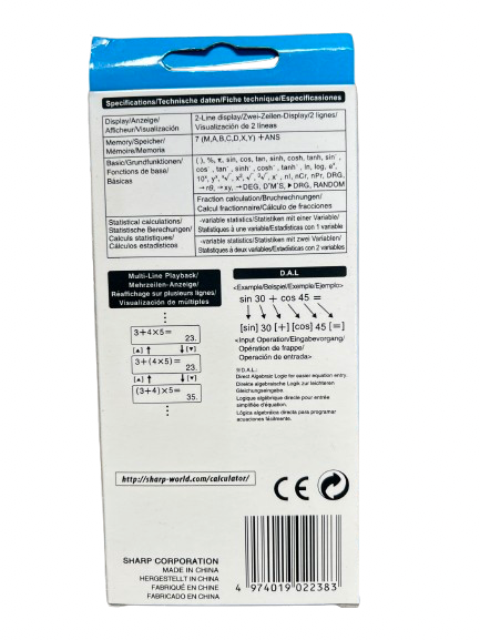CALCULATRICE SCIENTIFIQUE SHARP ORIGINAL EL - 531VH