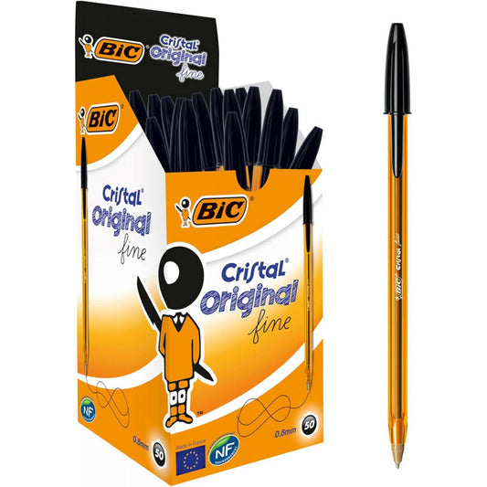 Stylo Bic cristal original noir  50 pcs le paquet