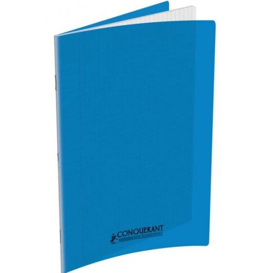 Cahier conquerant classique piqué 17x22 cm 96pages quadrillé 5x5, coloris bleu