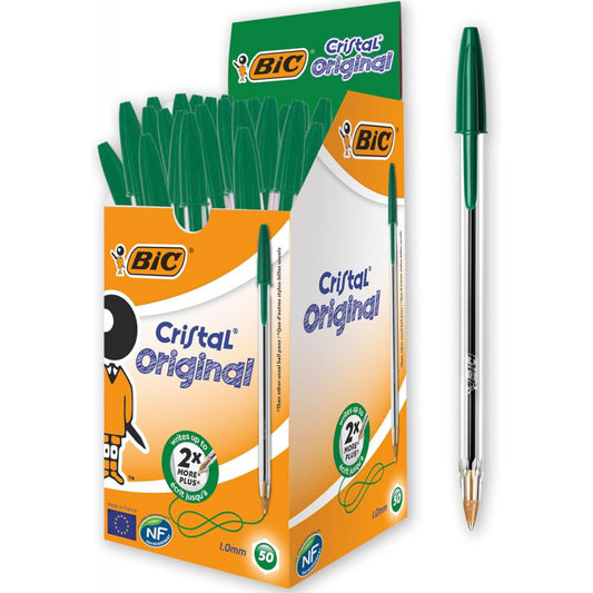 Stylo Bic cristal original vert 50 pcs le paquet